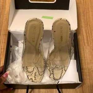 Transparent Wedge Mules